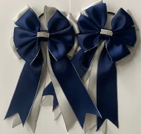 🫶 Show Bows: Double Satin Navy/Dove