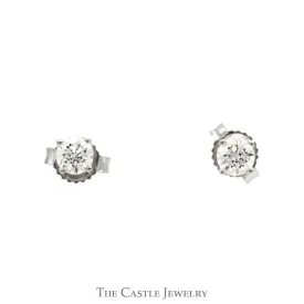 1/2cttw Round Brilliant Cut Diamond Stud Earrings in 14k White Gold