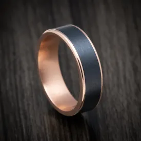 14K Rose Gold and Black Titanium Mens Band