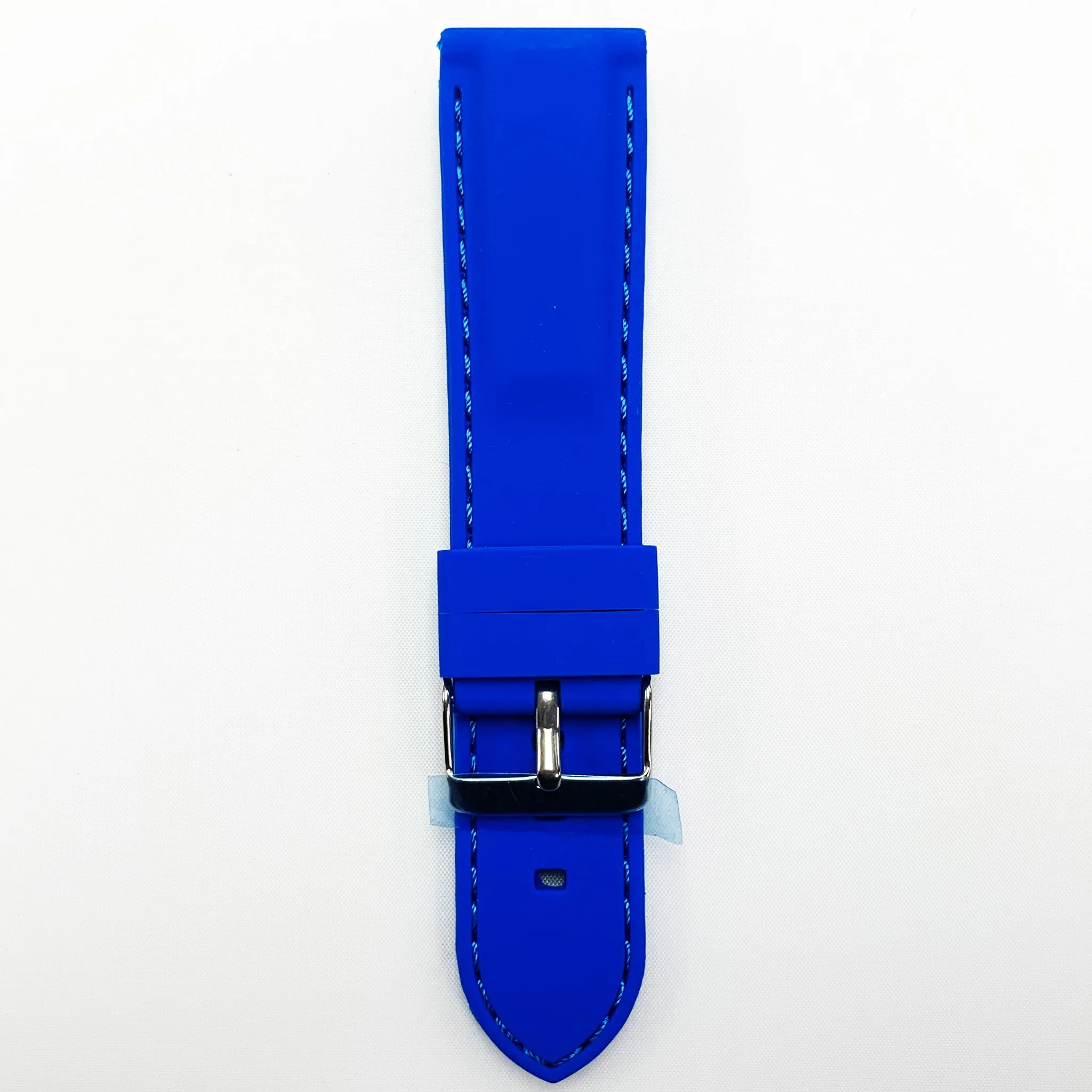 22 MM Silicone Padded Blue Stitched Watch Band Blue Color Quick Release Regular Size Watch Strap