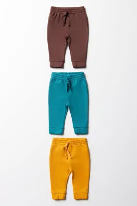 3 Pack Trackpants Brown, Teal & Yellow