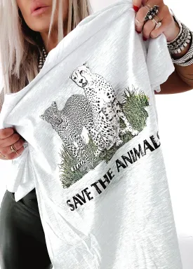 90's SAVE THE ANIMALS VINTAGE SIDE SLIT TEE