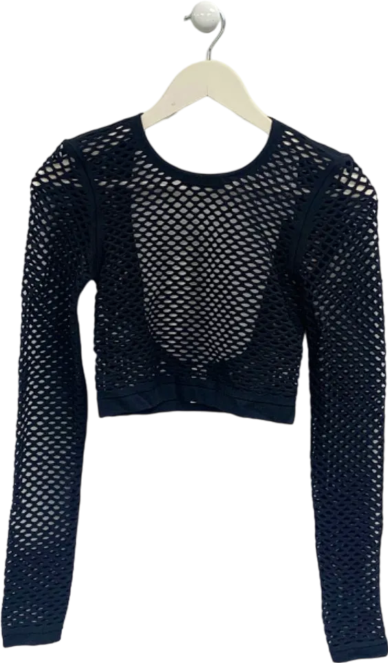 Alo Black Mesh Long-Sleeve Top Size S