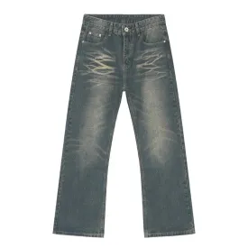 American Style Men's Wear Jeans Summer New Stylish Denim Micro Flare Pants High Street Deconstructed Trend 9C5981