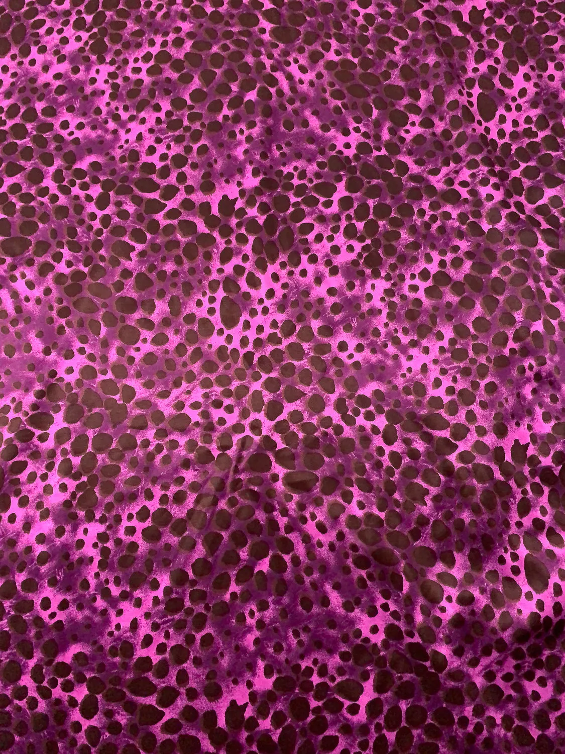 Animal Pattern Inspired Printed Stretch Viscose-Cotton Sateen - Purple / Wild Orchid / Brown