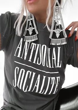 ANTISOCIAL SOCIALITE BLEACHED OUT SIDE SLIT TEE