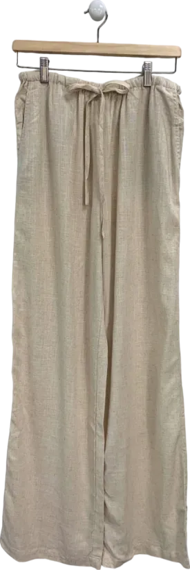 ASOS Beige Wide Leg Linen Blend Trousers UK 8 Tall