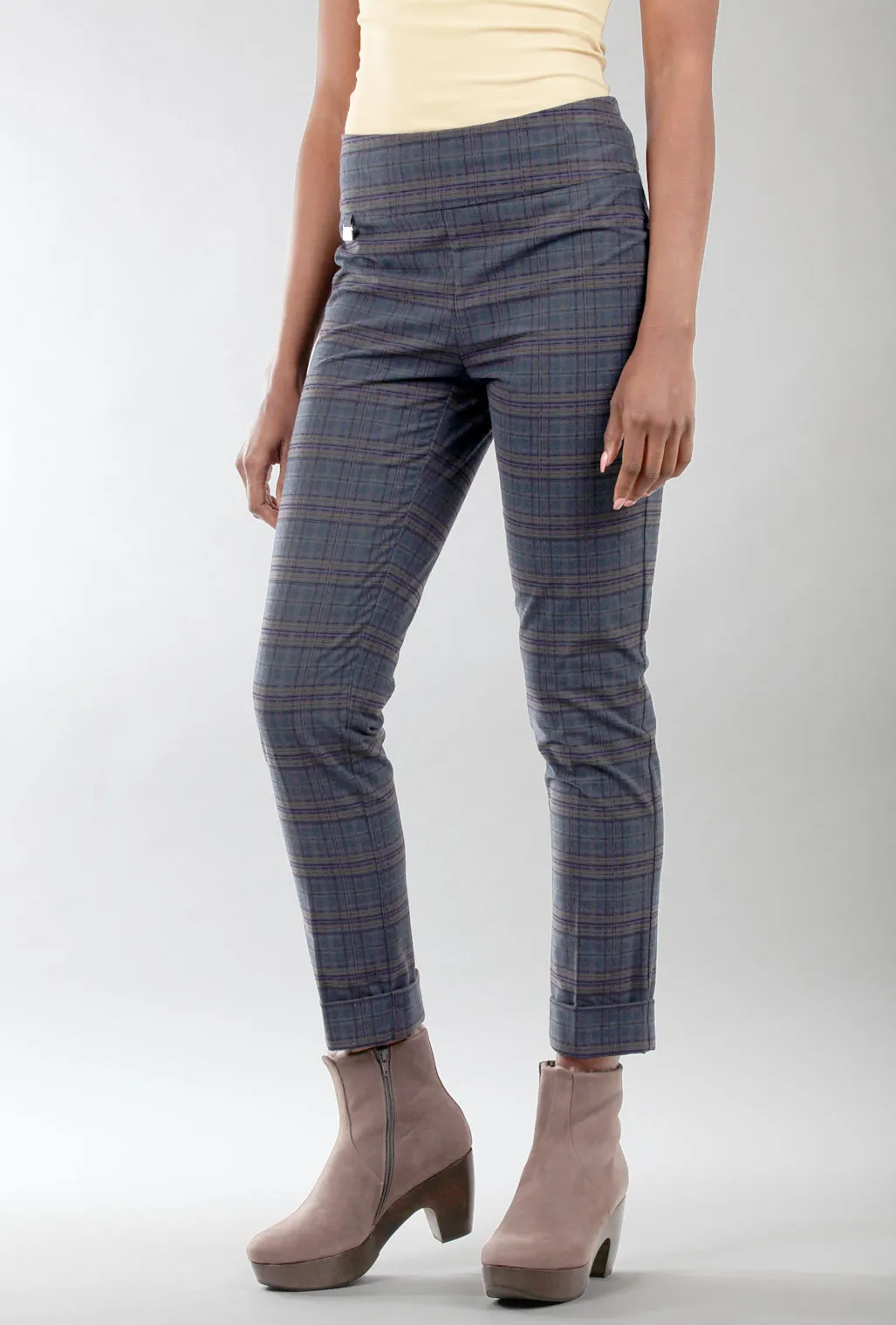 Aubrey Plaid Ankle Pant, Navy