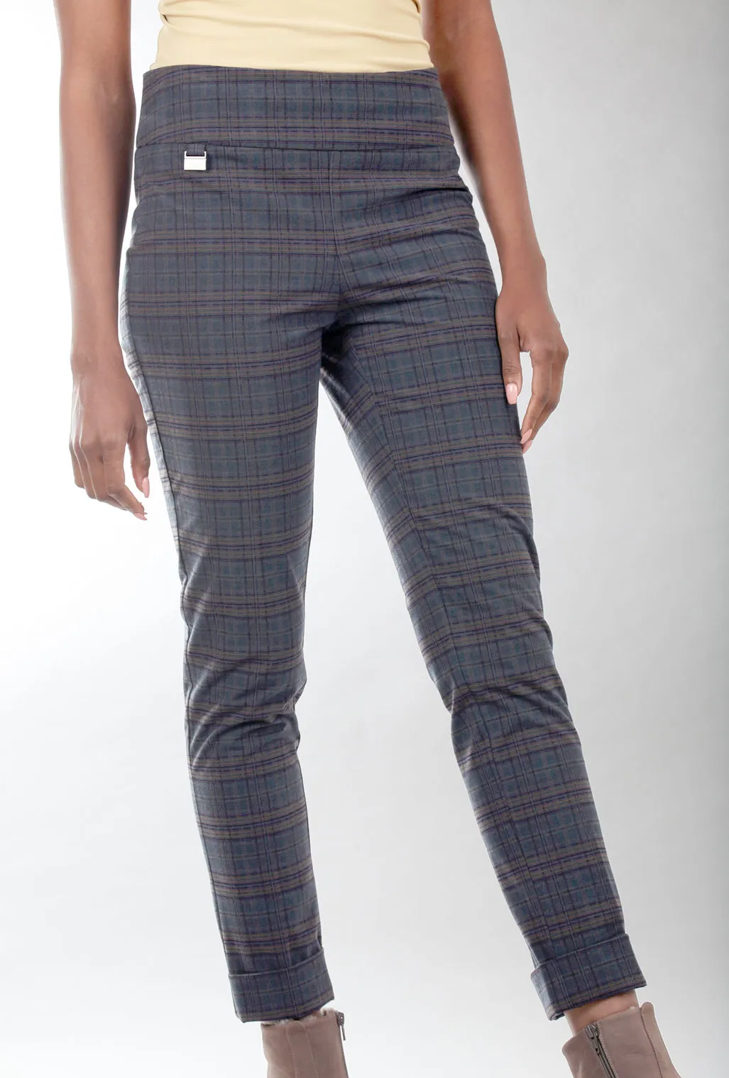 Aubrey Plaid Ankle Pant, Navy