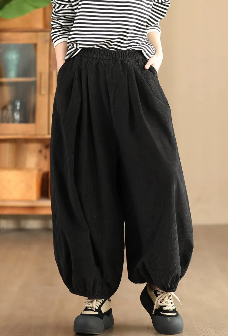 Babakud Women Autumn Retro Cotton Corduroy Harem Pants