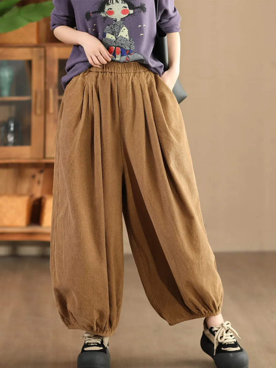 Babakud Women Autumn Retro Cotton Corduroy Harem Pants