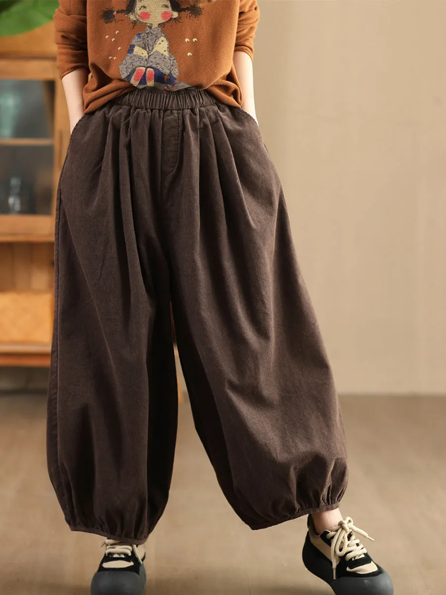 Babakud Women Autumn Retro Cotton Corduroy Harem Pants