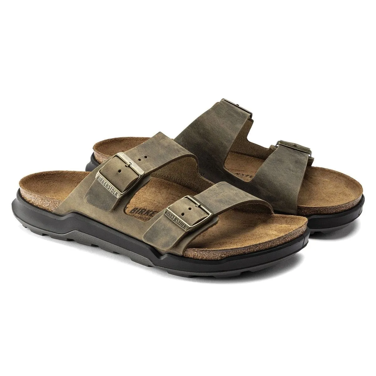 Birkenstock Men's Arizona Rugged Cross Town Faded Khaki Oiled Leather