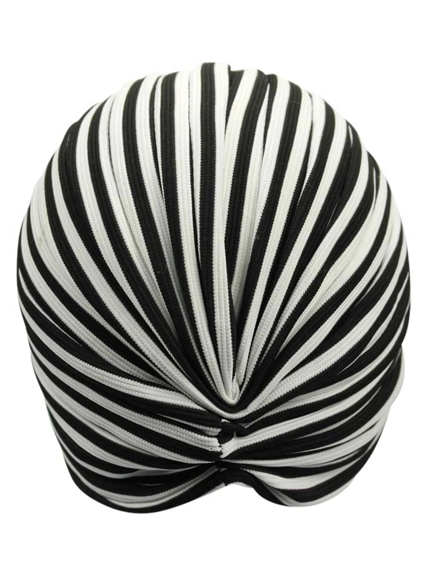 Black & White Striped Fashion Turban Head Wrap With Front Knot