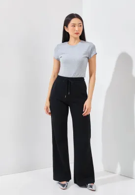 Black Cotton Fleece Flare Pants