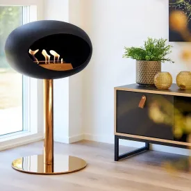 Black Ground Low Steel Bioethanol Fireplace - Rose Gold - Le Feu