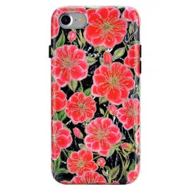 Black Hibiscus Rose Gold Chrome Floral iPhone Case