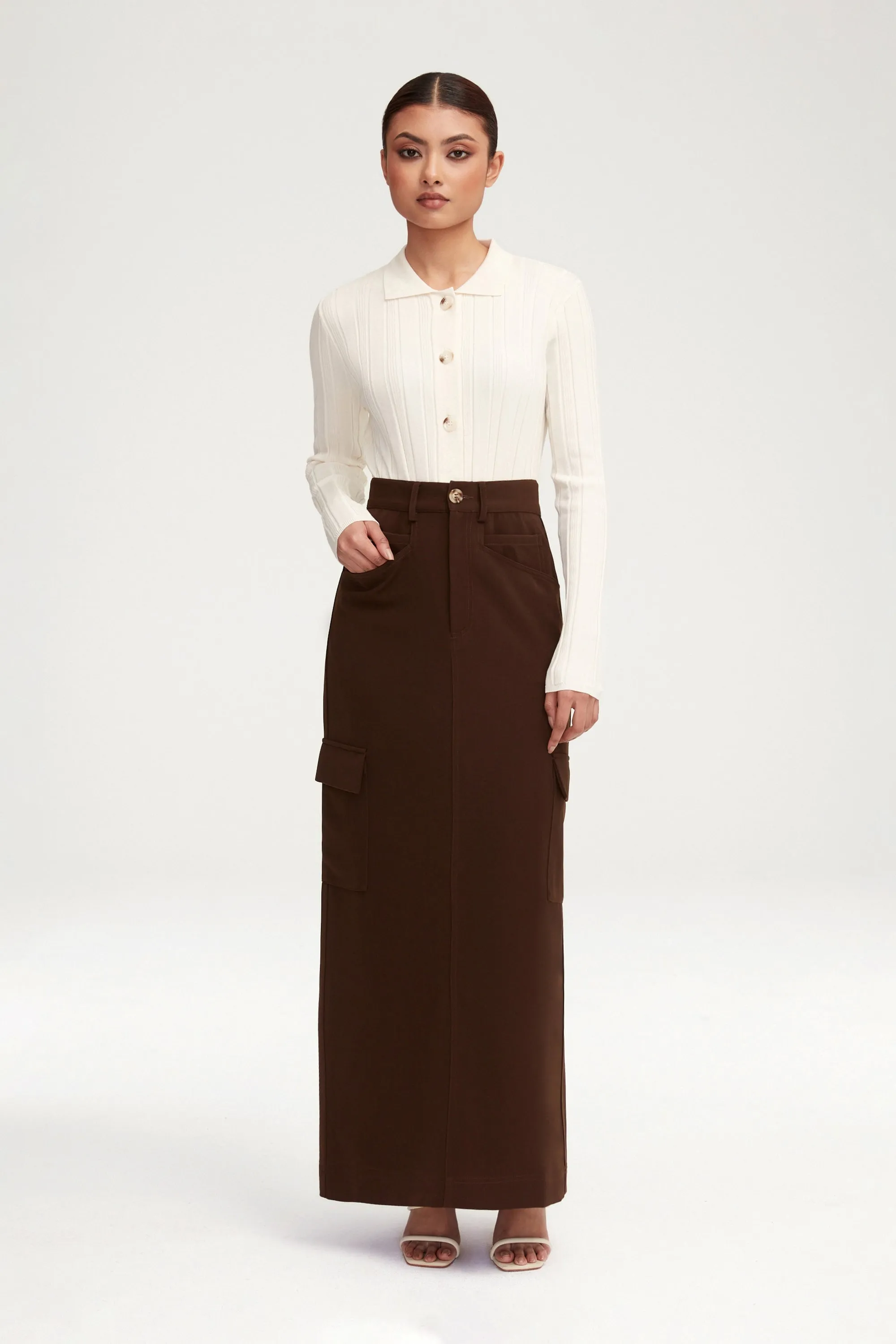 Blake Utility Maxi Skirt - Brown