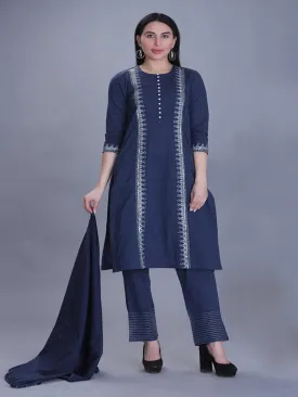 Bodacious Navy Blue Kurta Set With Dupatta