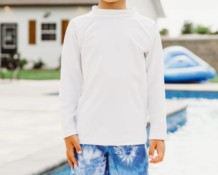 Boys UPF 50  Recycled Nylon Long Sleeve Rashguard | Bright Light Blue