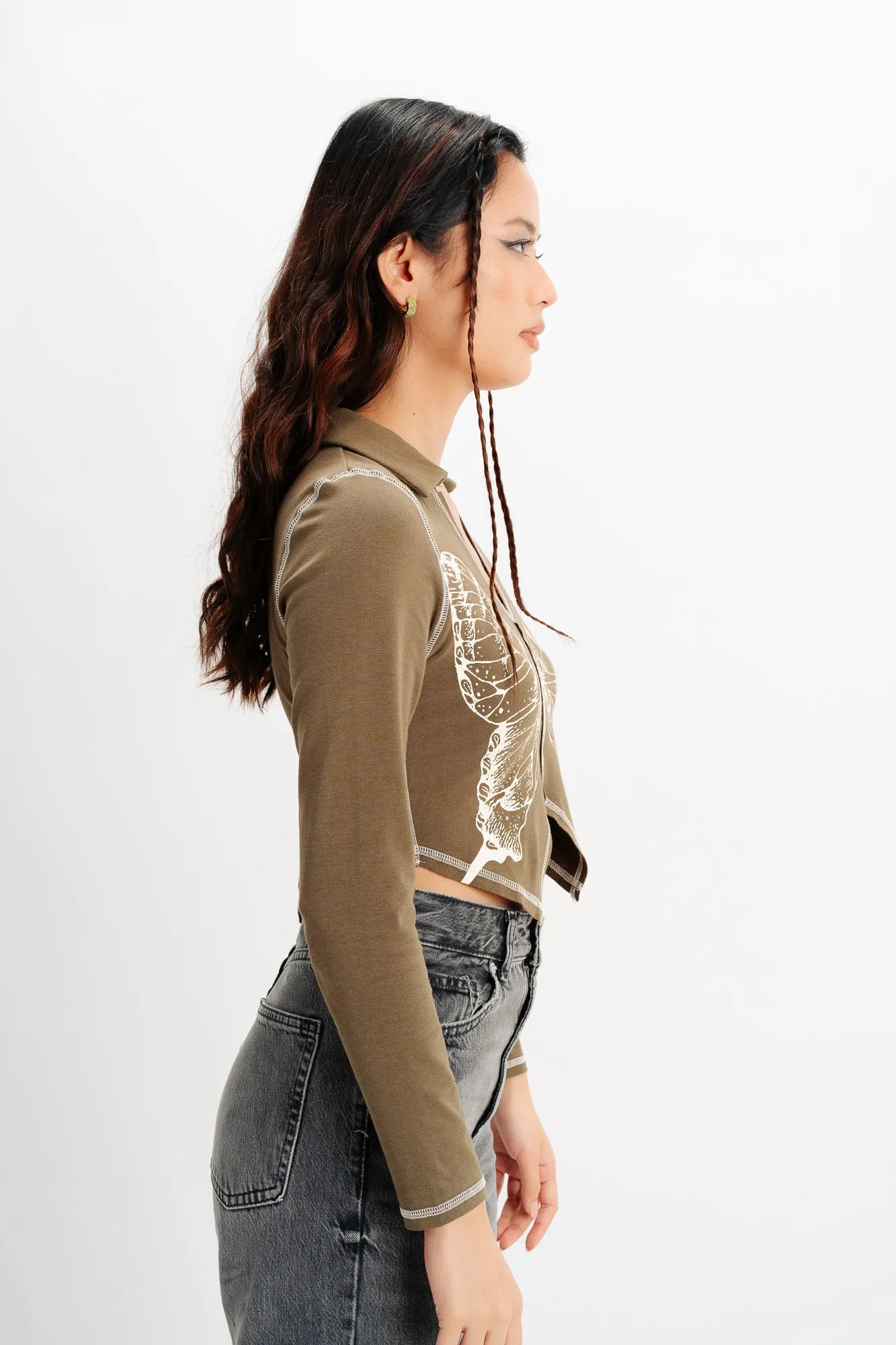 Brown Full Sleeves Top