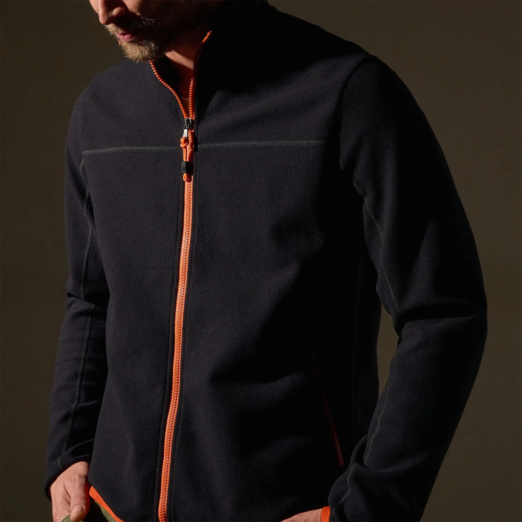 Brush Scuba Zip Front Sport Jacket  - Black/Orange