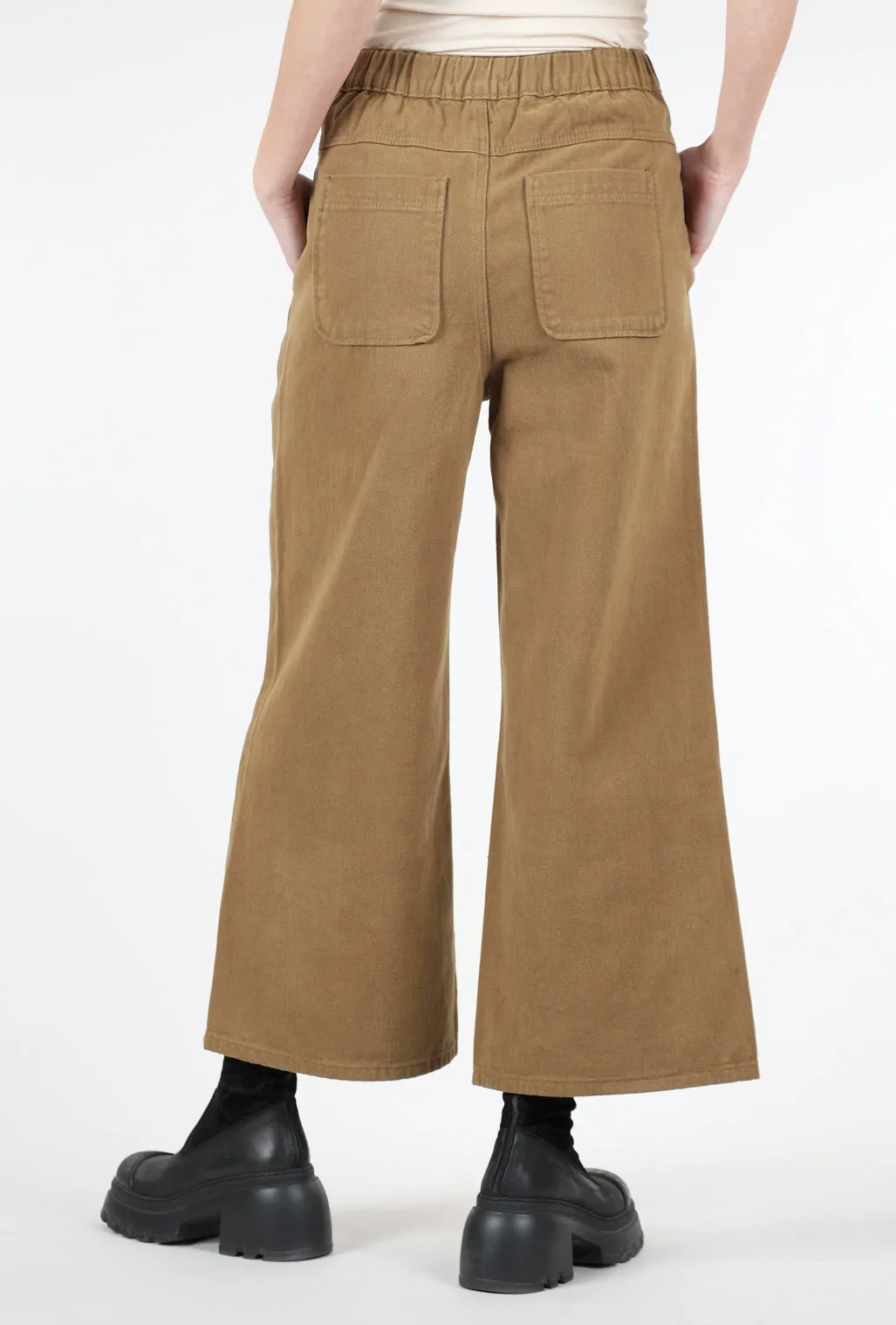 Brushed-Twill Wide-Leg Pant, Dusty Olive