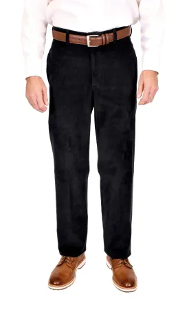 Charleston Khakis 12 Wale Corduroy, Black<br>Flat Front<br>Regular Rise