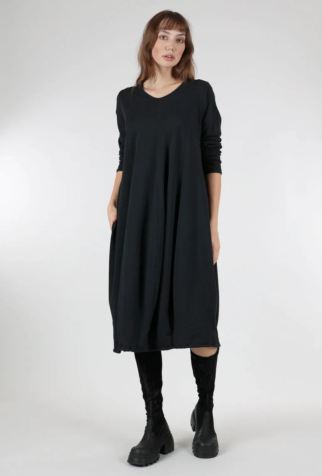 Cotton Bubble Dress, Black