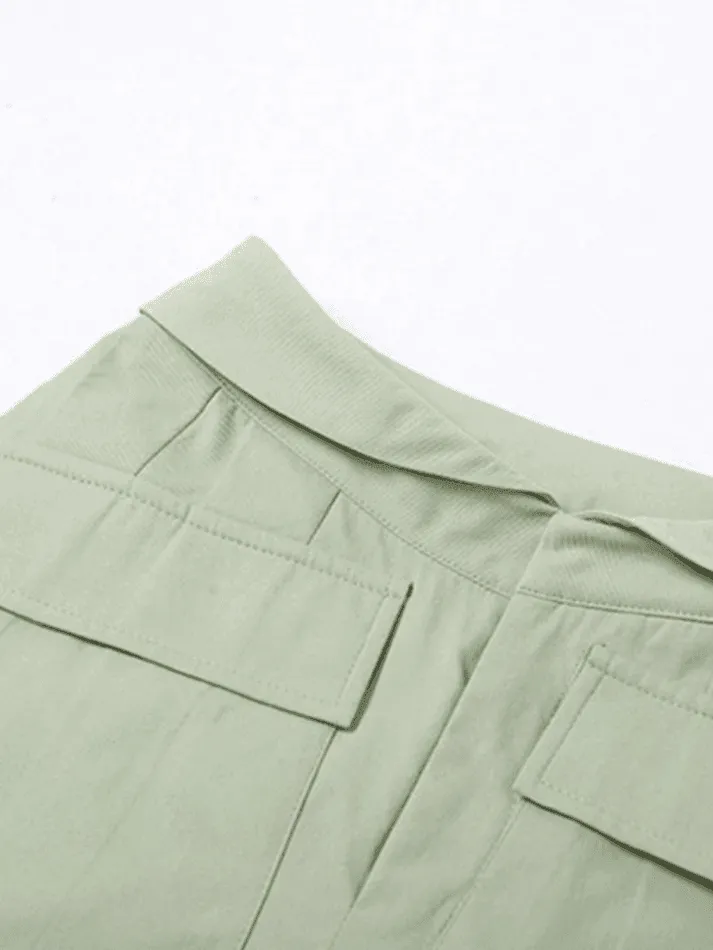 Cuffed Pleat Baggy Cargo Pants