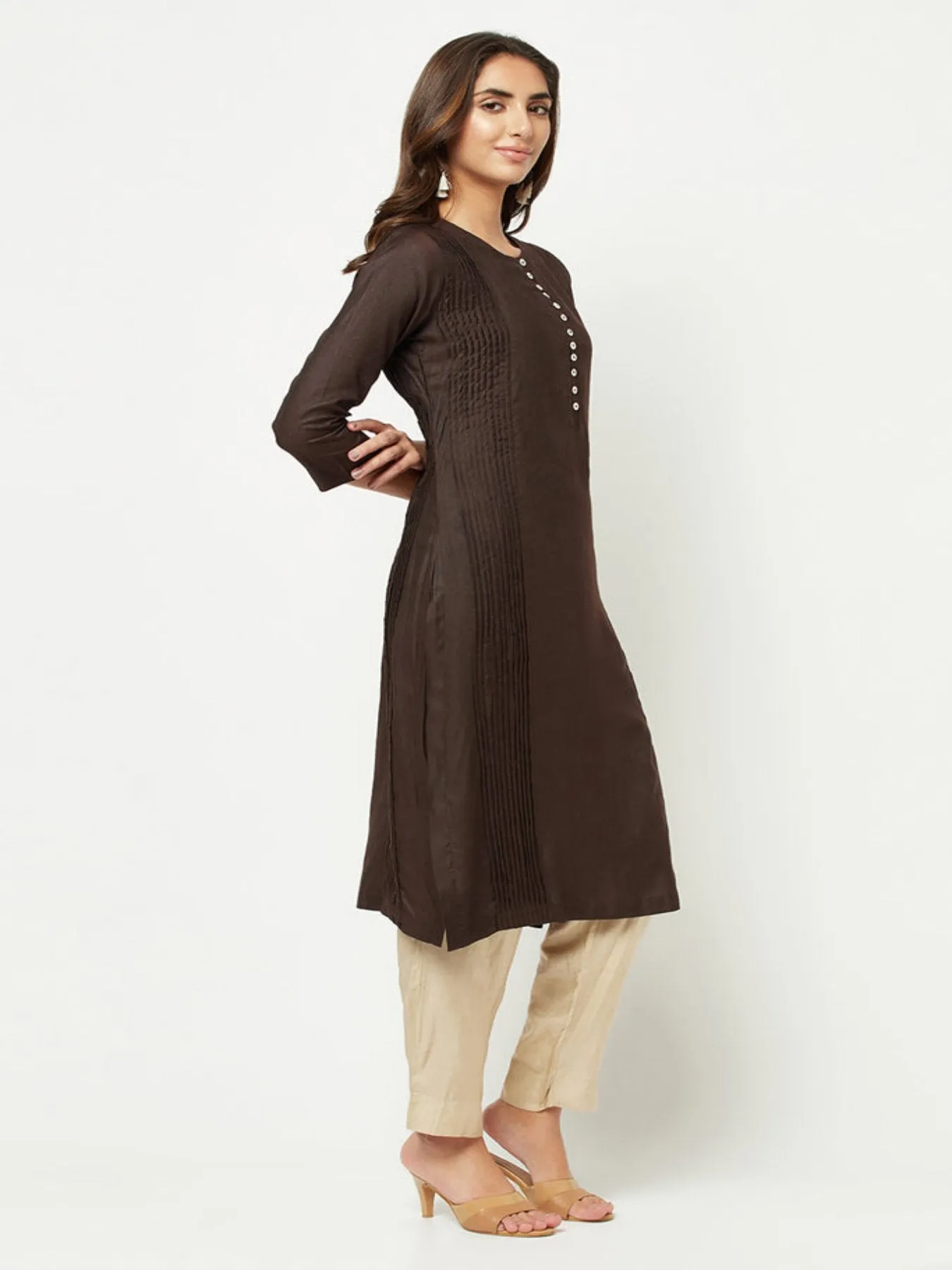 Dark Brown Straight Fit Kurta