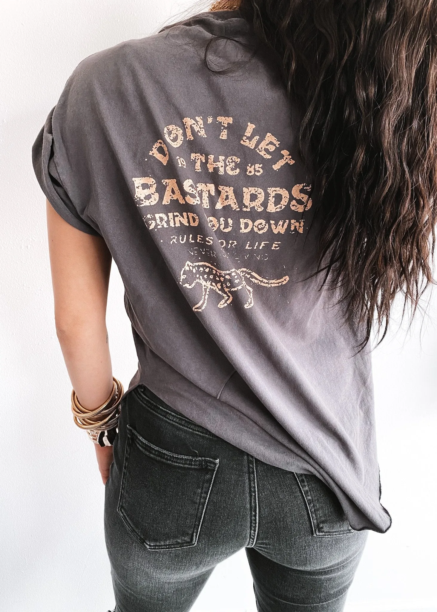 DON'T LET THE BASTARDS GET YOU DOWN SIDE SLIT TEE