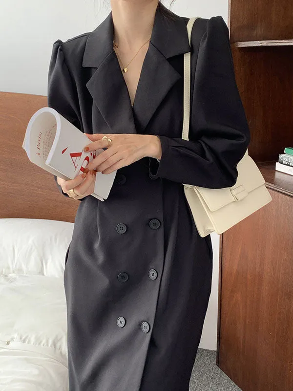 Double Breasted Suit Midi Dress