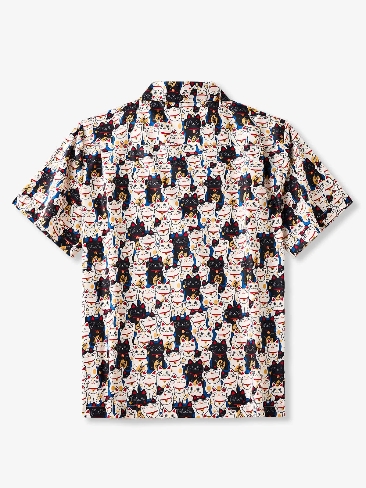 Edo Period Lucky Cat Cotton Camp Shirt