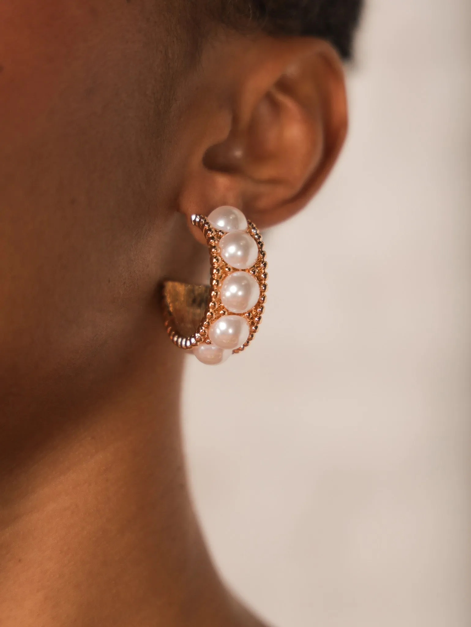 Emily Vintage Pearl Hoops