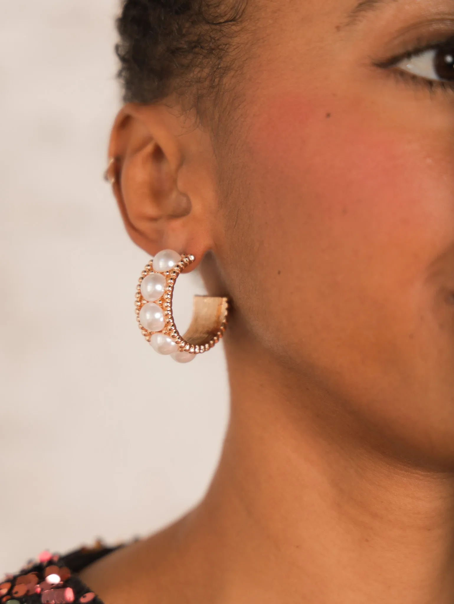 Emily Vintage Pearl Hoops