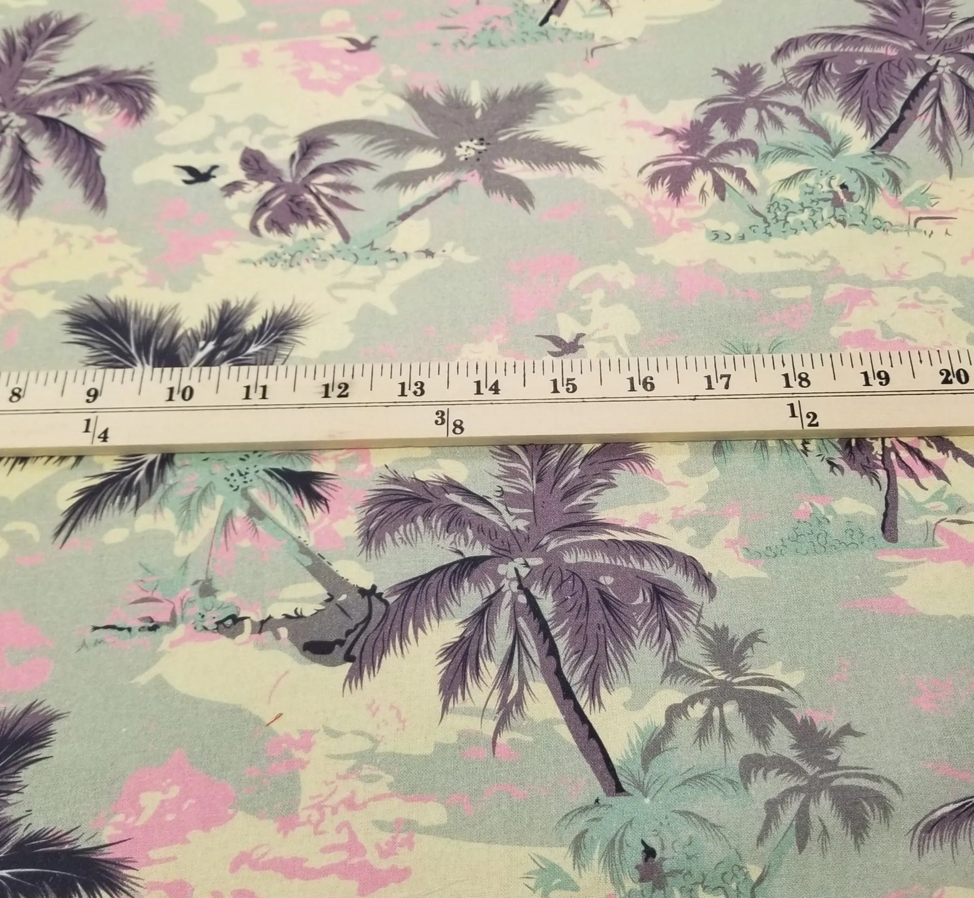 End of Bolt: 3.5 yards of Designer Deadstock Resortwear Palm Trees Cotton Linen Woven-remnant