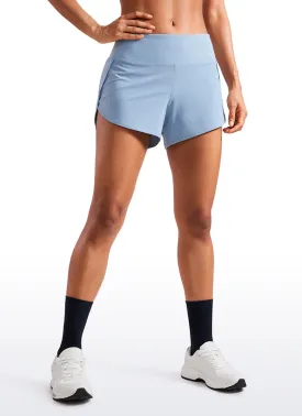 Feathery-Fit Soft Mid-Rise Lined Shorts with Back Zipper Pocket  4''