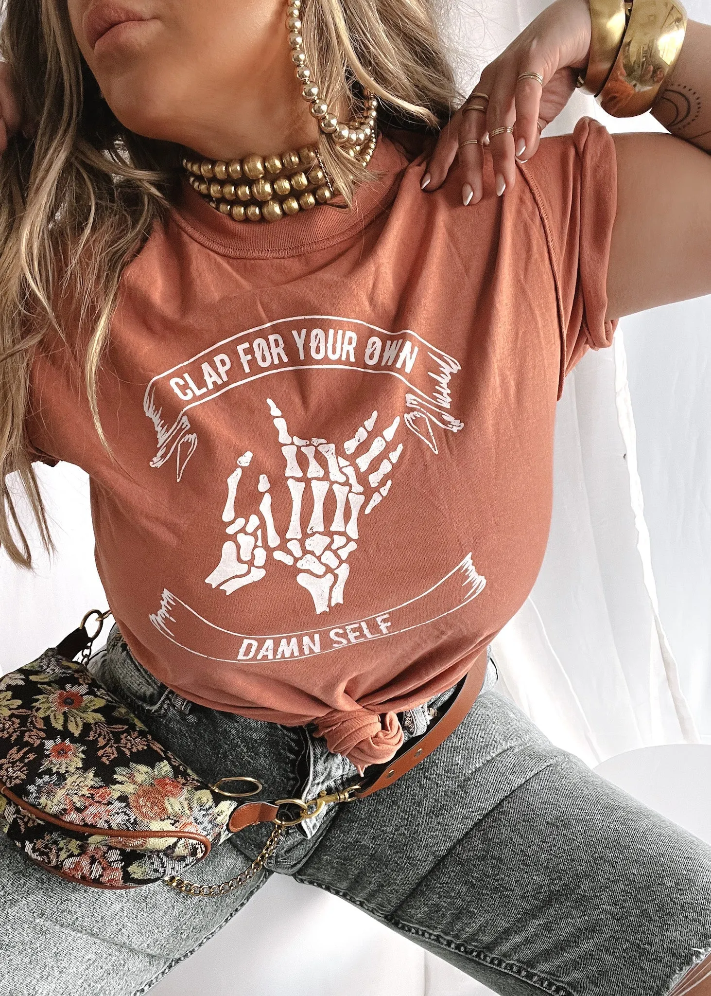 FINAL SALE: CLAP FOR YOUR OWN DAMN SELF SIDE SLIT TEE