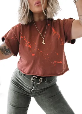 FINAL SALE: CROPPED PEBBY BASICS BLEACHED OUT RUST TEE