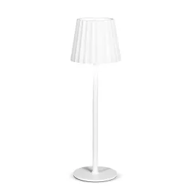 Fluted Shade LED Table Lamp - White