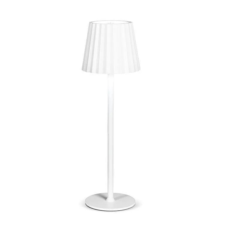 Fluted Shade LED Table Lamp - White