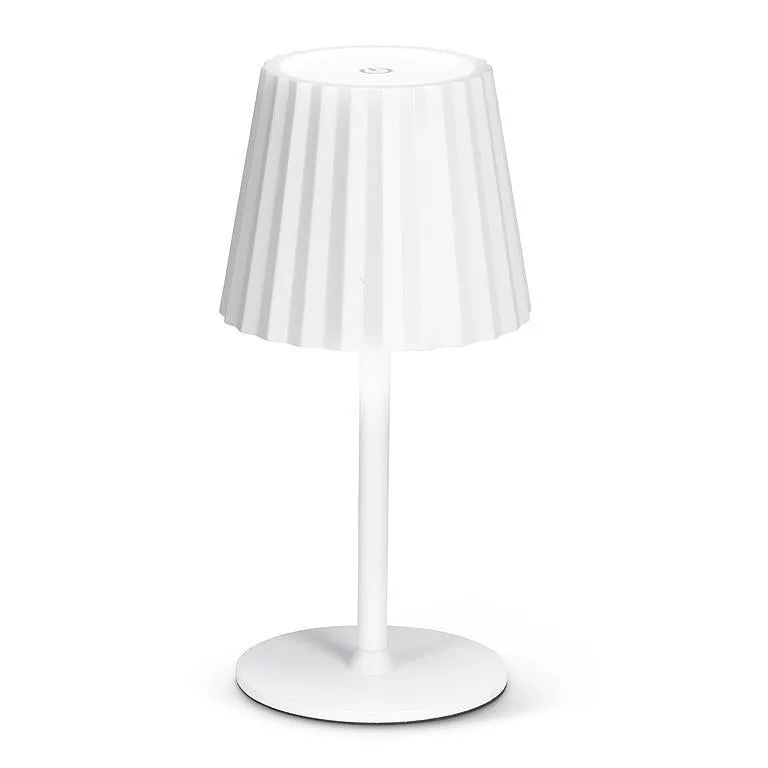 Fluted Shade LED Table Lamp - White