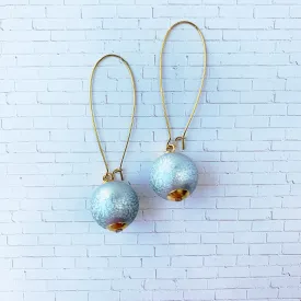 Frosty Blue Foil Bead Drop Earrings