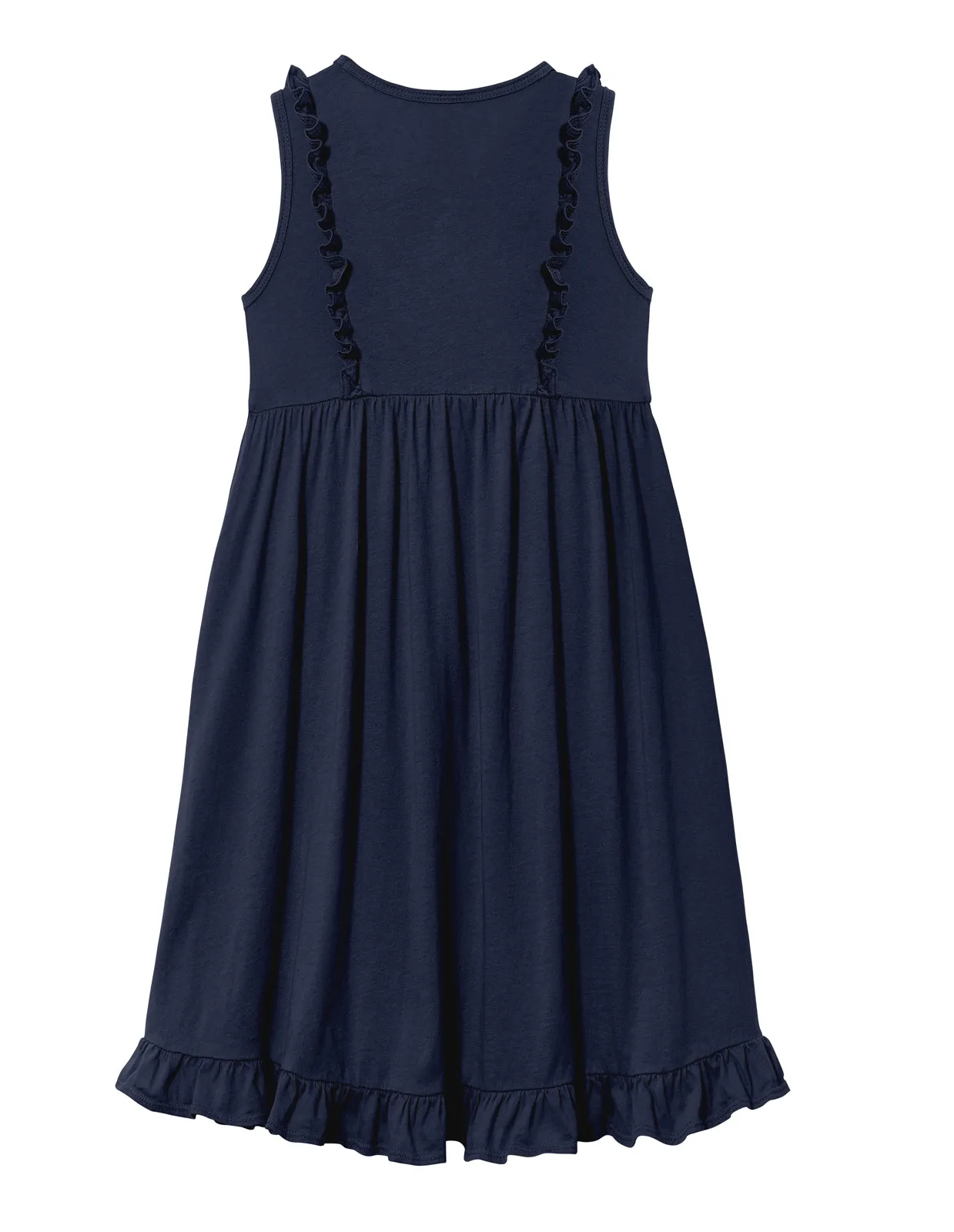 Girls Soft Cotton Jersey Flutter Tank Dress | Navy