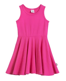 Girls Soft Cotton Jersey Twirly Tank Dress  | Hot Pink