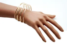 Gold Skinny Metal Retro Bangle Cuff Bracelet Spring Shape Trendy