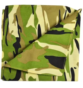 Green and Beige Camouflage Cotton Pocket Square