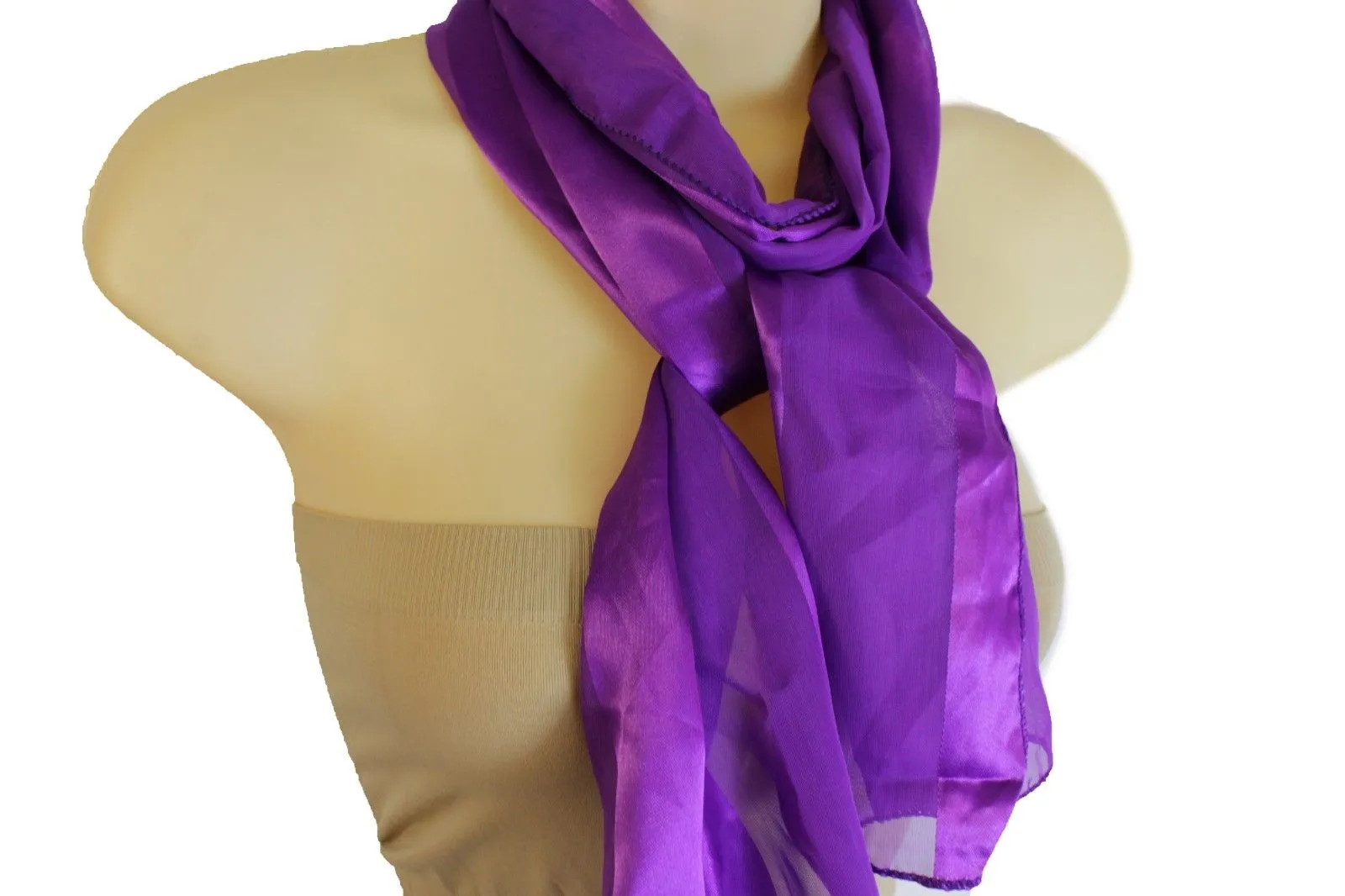 Green Black Purple Blue Long Soft Fabric Scarf Wrap Fancy Neck Tie Dressy