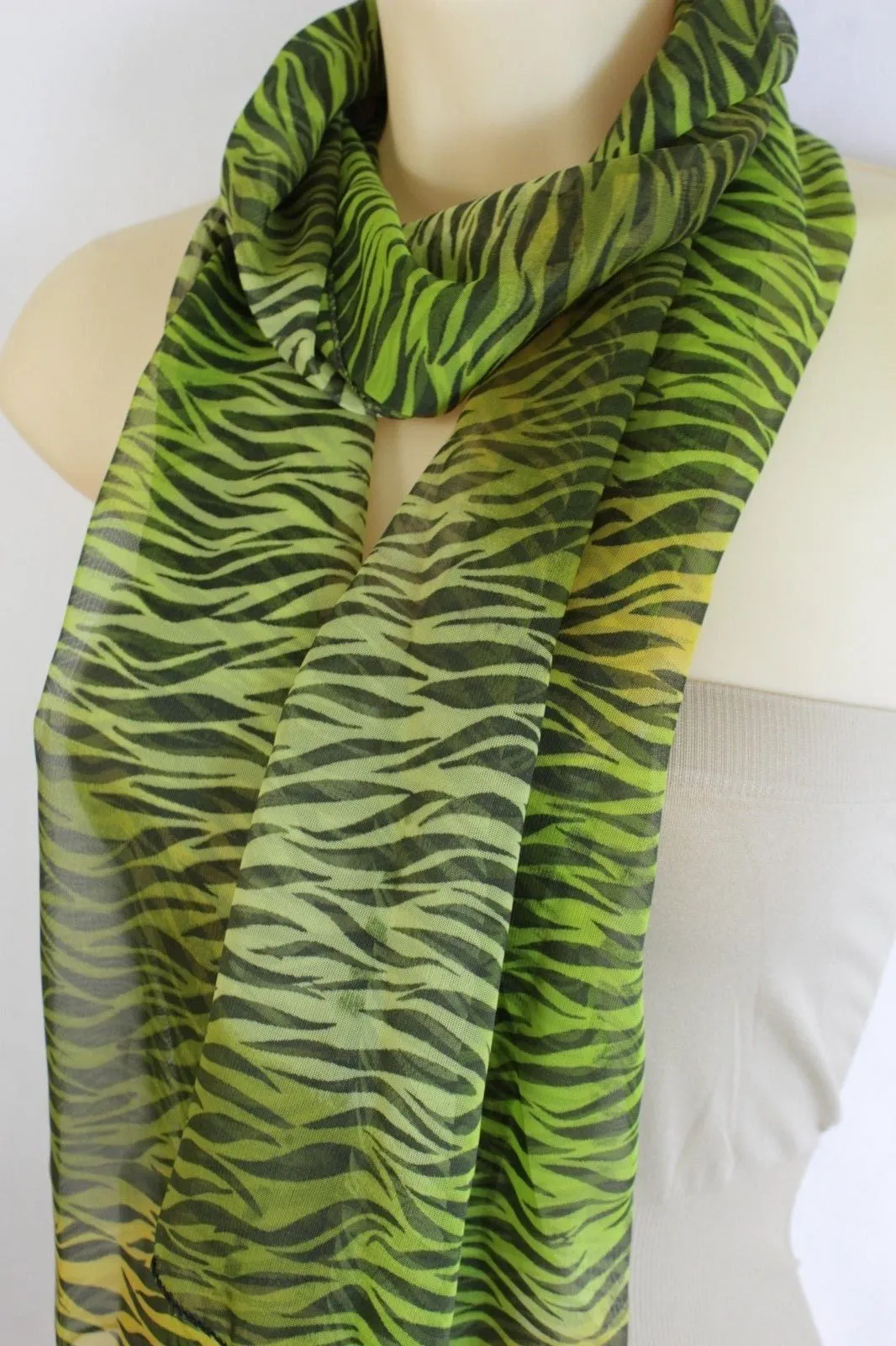 Green Black Purple Blue Long Soft Fabric Scarf Wrap Fancy Neck Tie Dressy